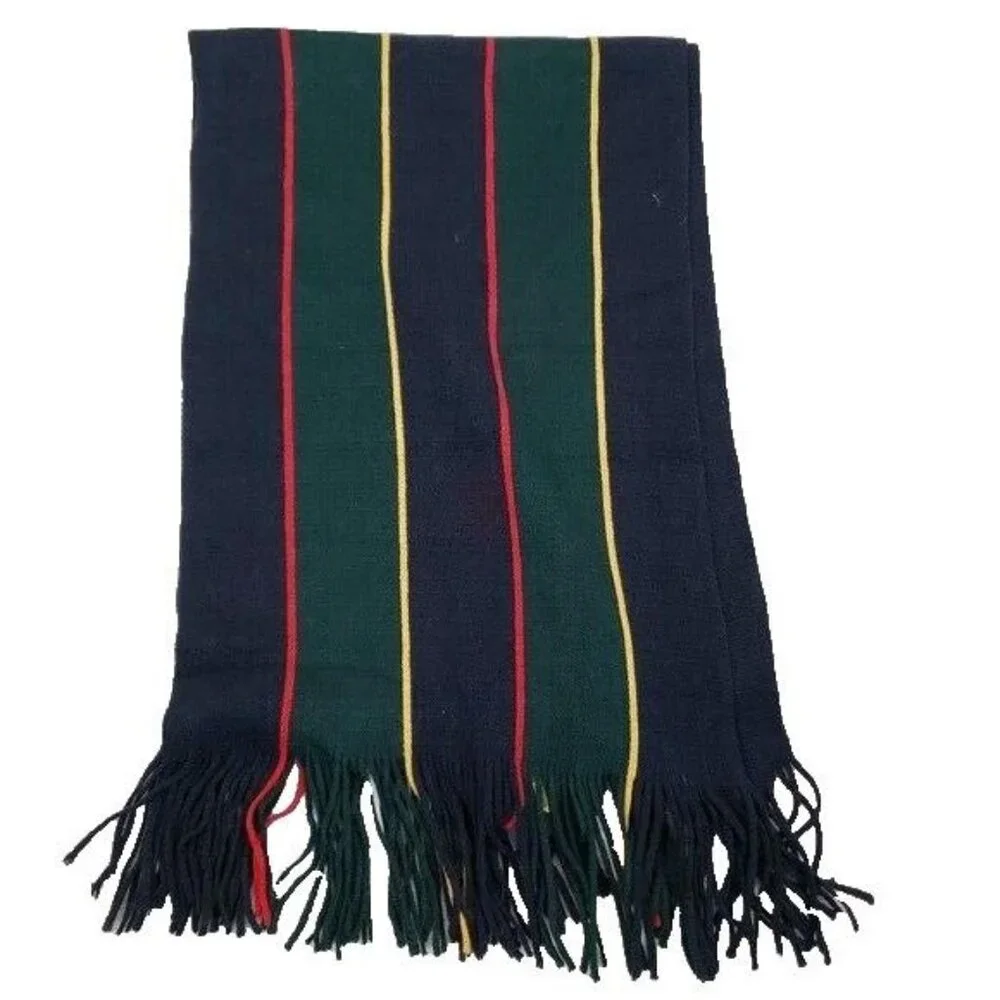 Roundtree & Yorke New Mens Striped Scarf Navy Green
